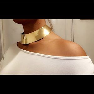 Mirrored Wide Cuff Choker Necklace (gold)
