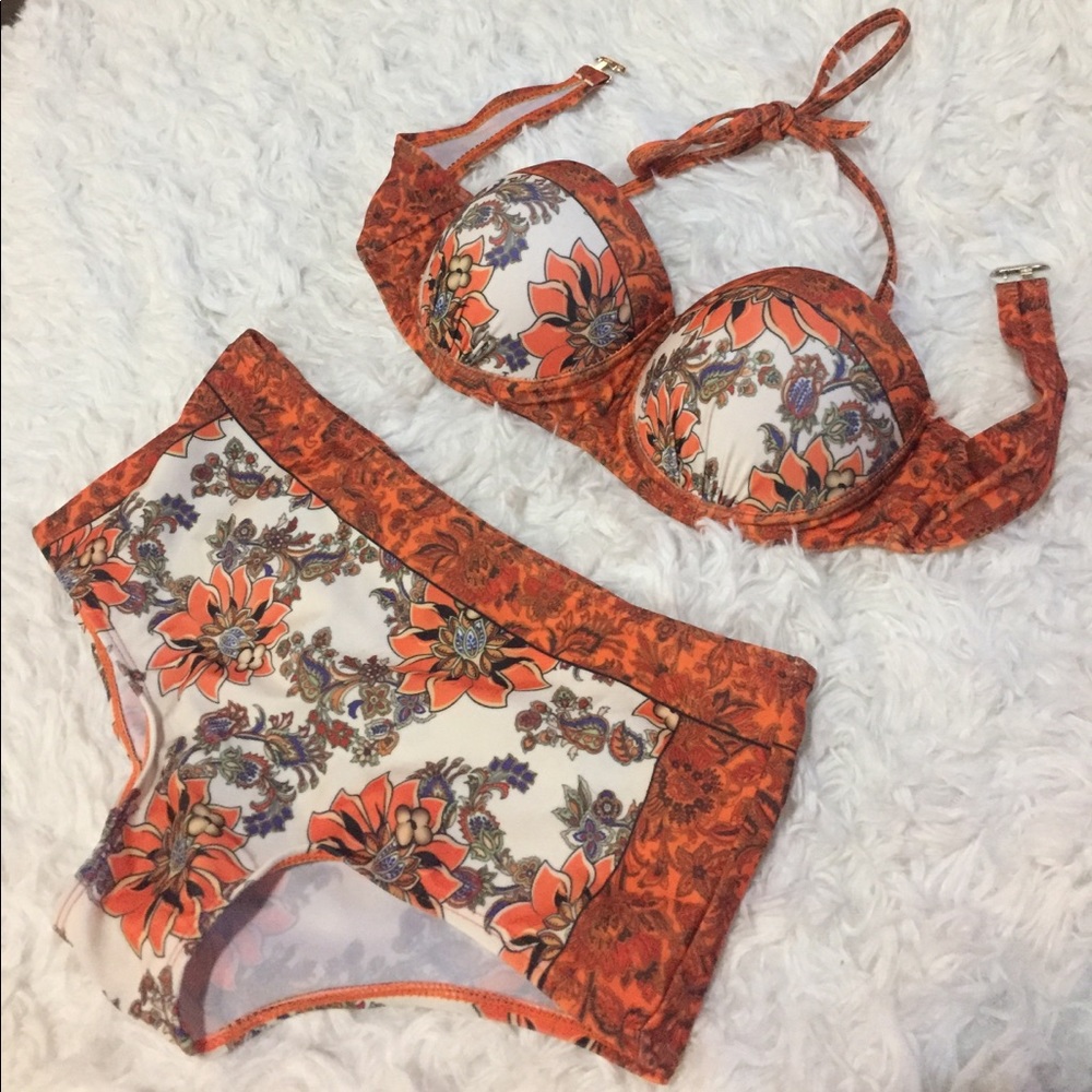 Orange Floral Bikini
