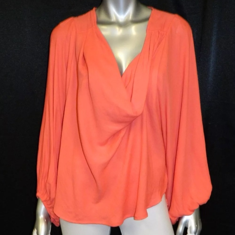 NWT Free People Coral Cuffed Sleeve Blouse