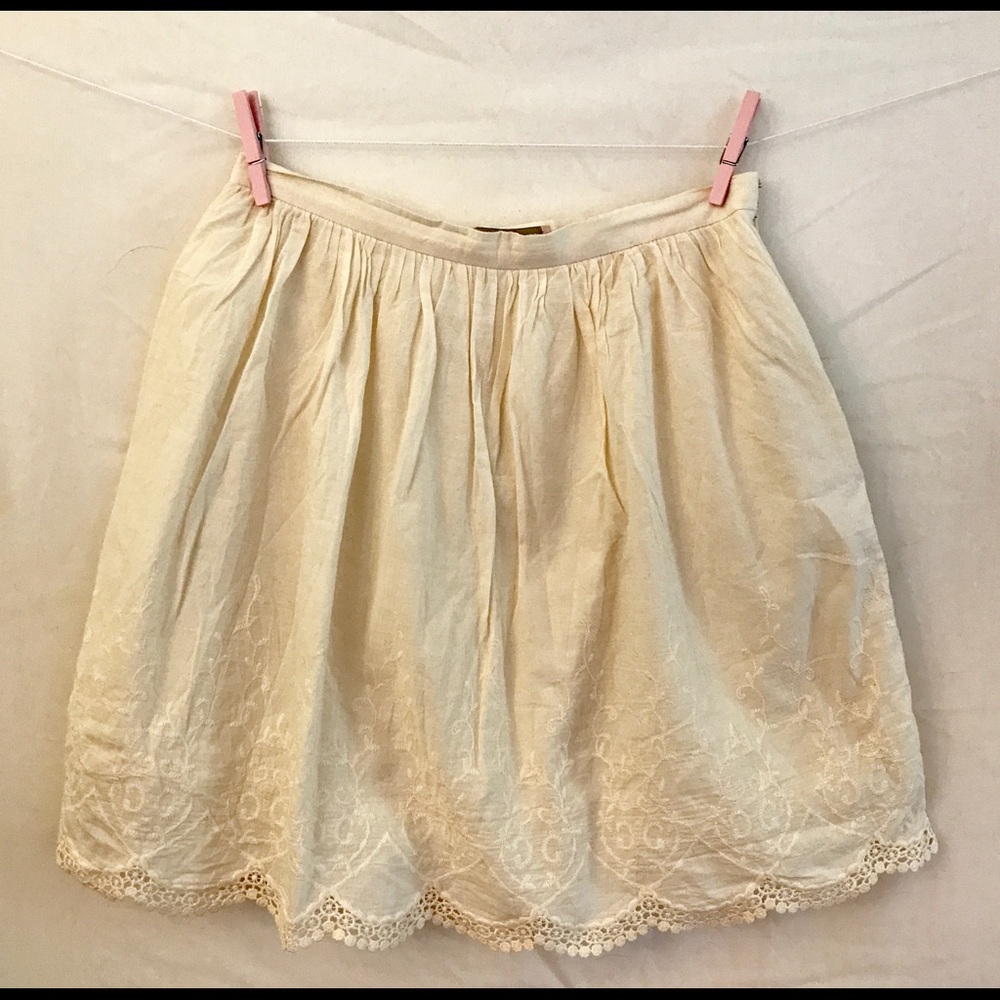 Country Chic Cream Skirt with Embroidered Detail