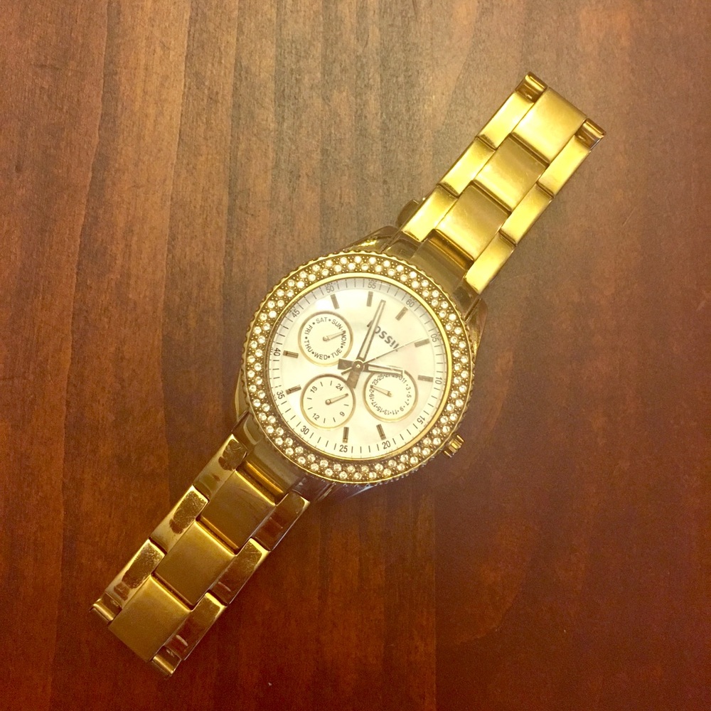 Gold Fossil Watch