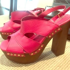 BCBG Platform Heels • Pink • Wood Block
