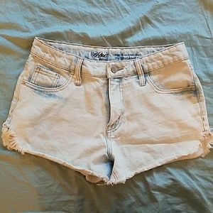 High rise short shorts. White washed!