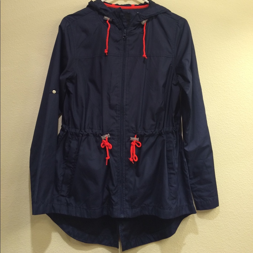 Navy blue raincoat