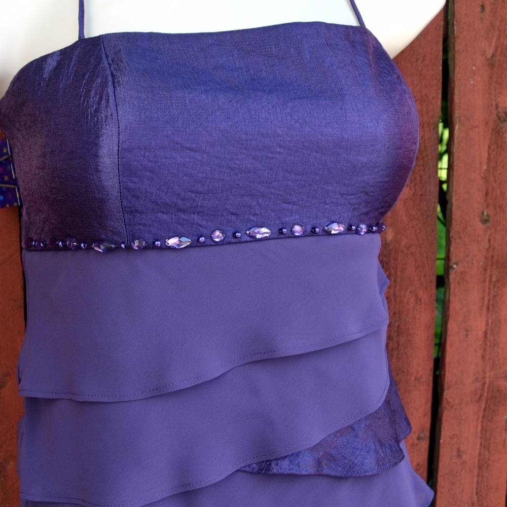 S.L.Fashions Purple ruffle dress - Picture 2 of 5