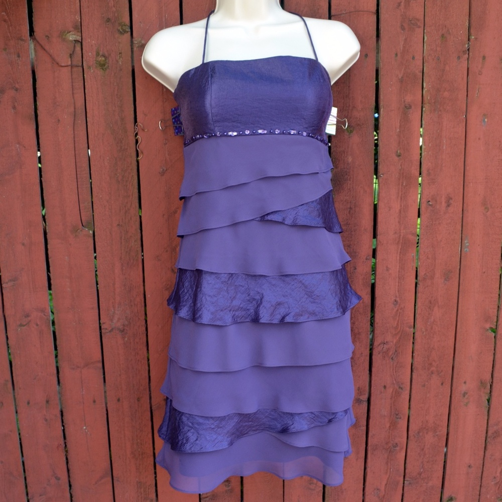 S.L.Fashions Purple ruffle dress - Picture 4 of 5