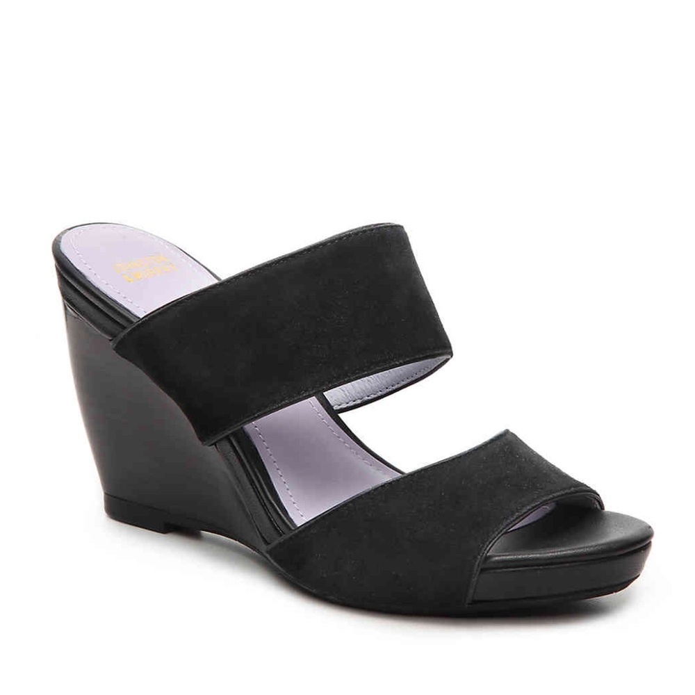 Johnston and Murphy Black Wedge Sandals