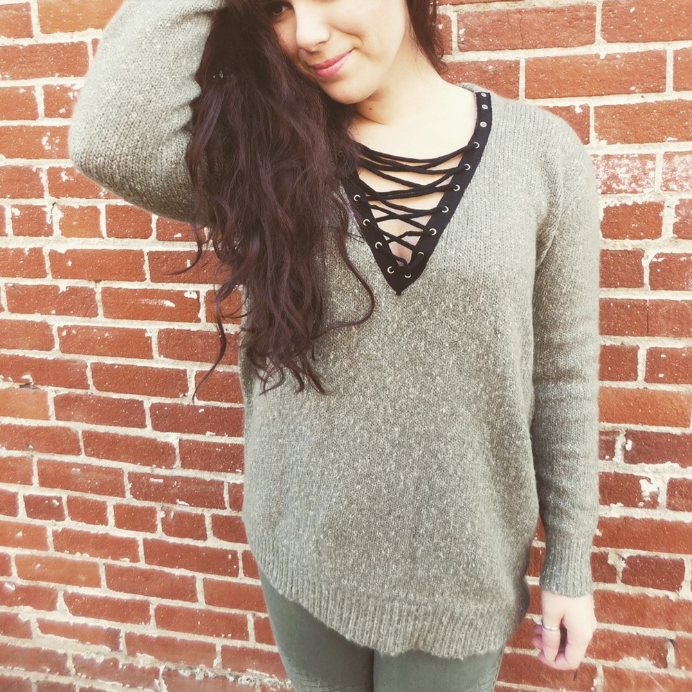 Lace Up Sweater