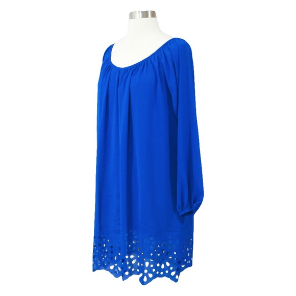 Royal Blue Boat Neck Cut Out Shift Dress - Picture 6 of 7