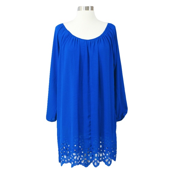 Royal Blue Boat Neck Cut Out Shift Dress - Picture 5 of 7