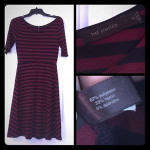 NWOT-The Limited Red&NavyBlue3/4 SleeveDress SzXS
