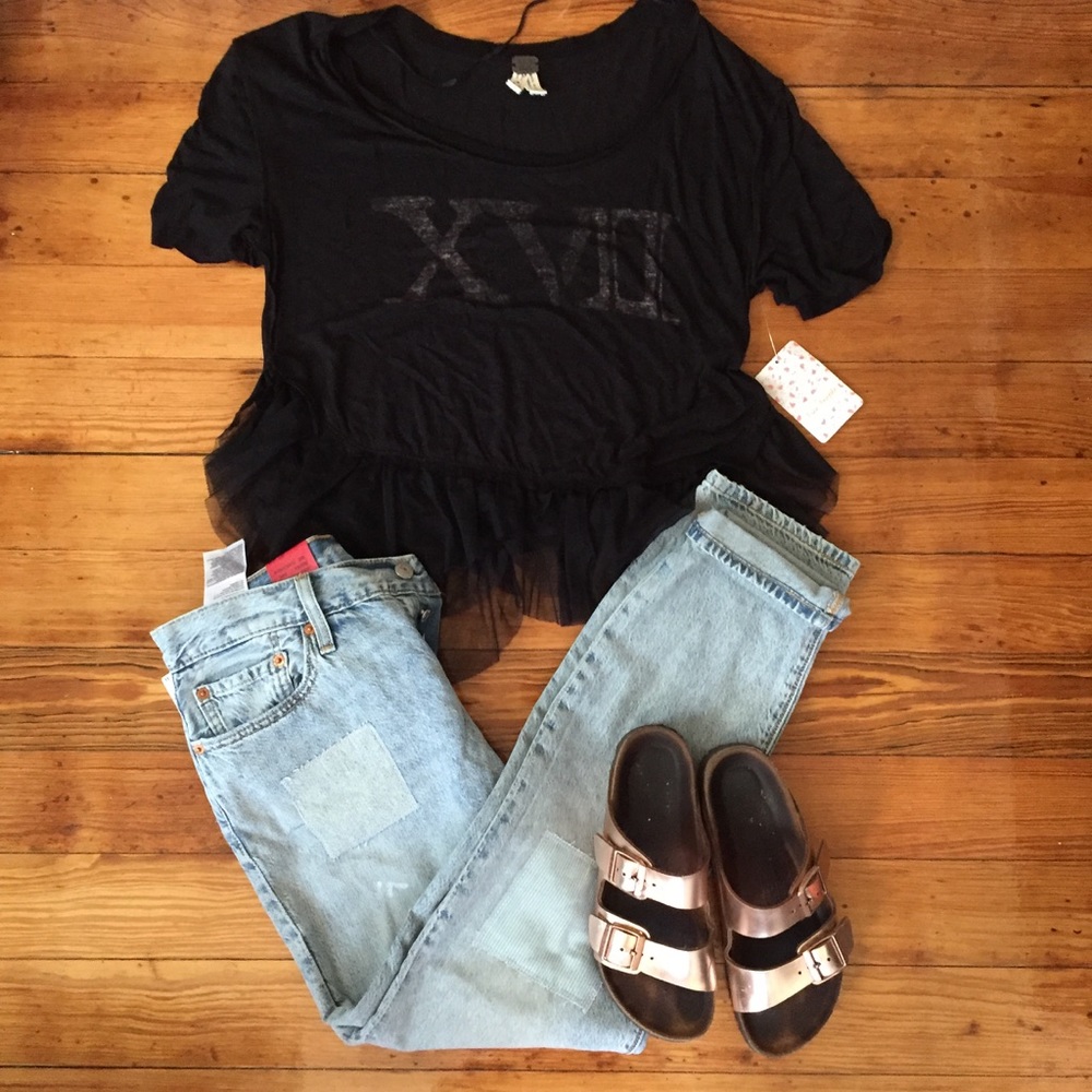 FREE PEOPLE pretty in punk tulle tee NWT bundle!