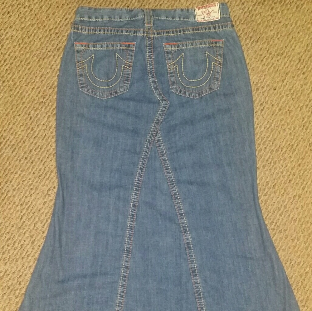 True Religion Long Denim Jean Skirt Size 30