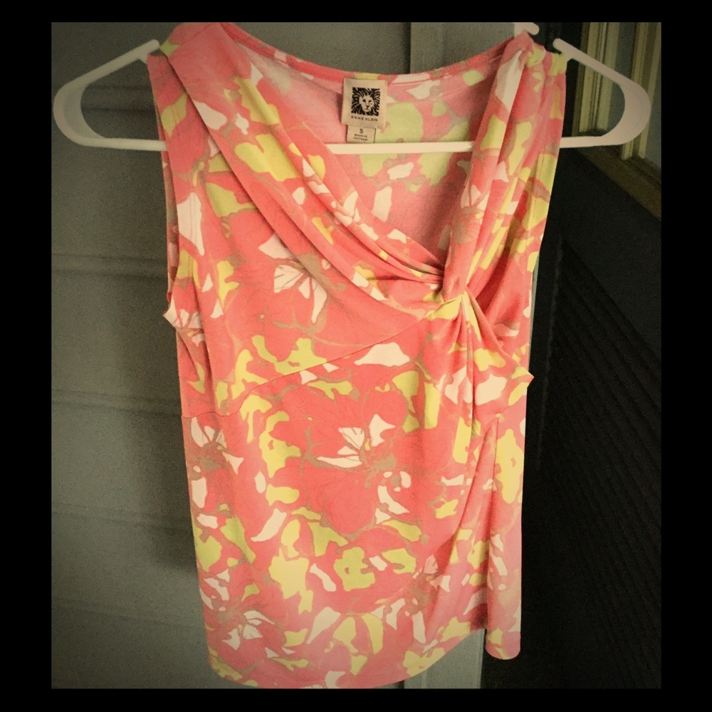 Melon and lime sleeveless knit top Anne Klein