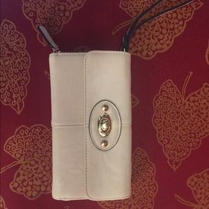 Simply noelle cream leather wristlet/wallet
