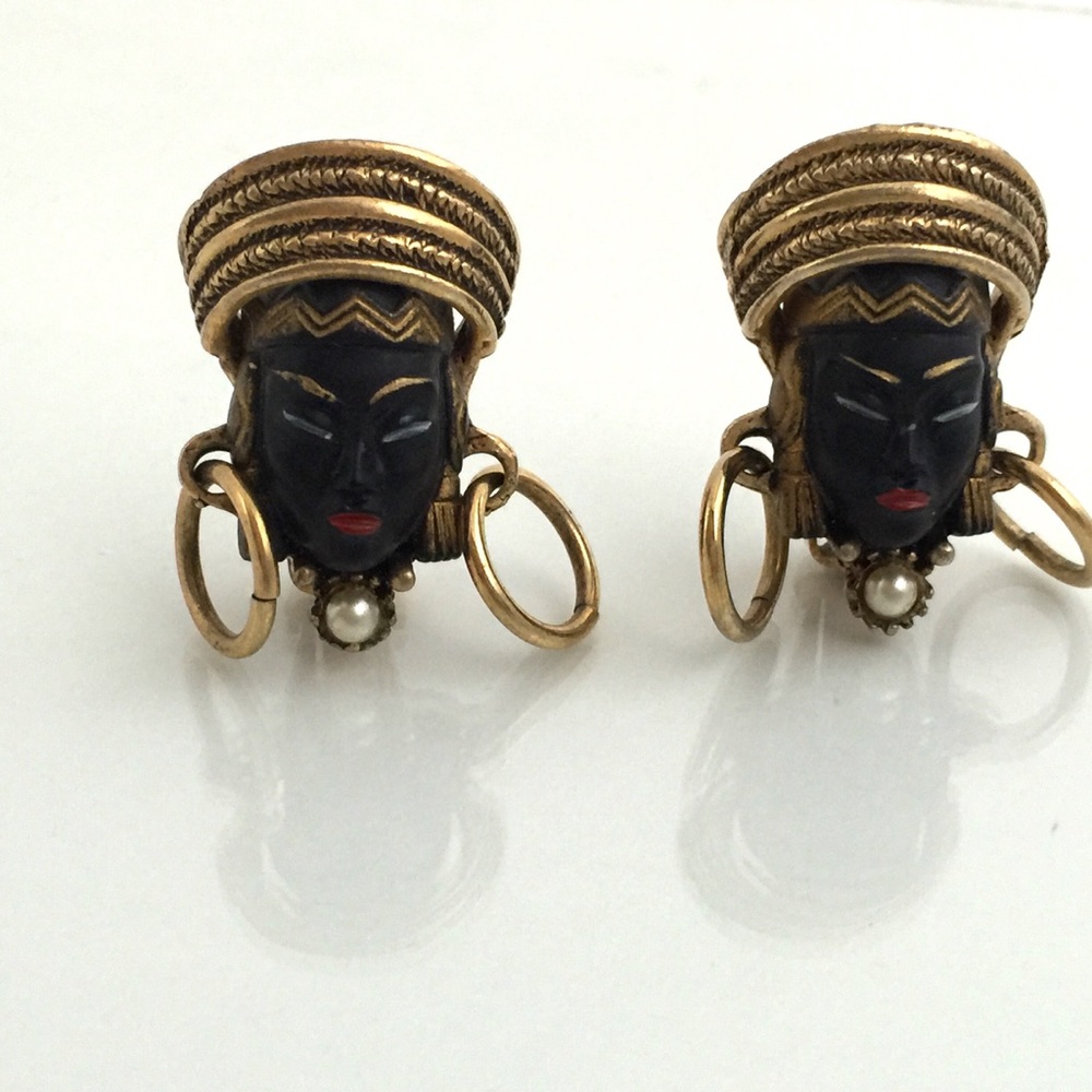 1950s VINTAGE Blackamoor Nubian Princess earrings
