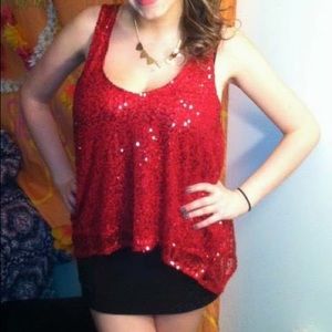 Red sequin top