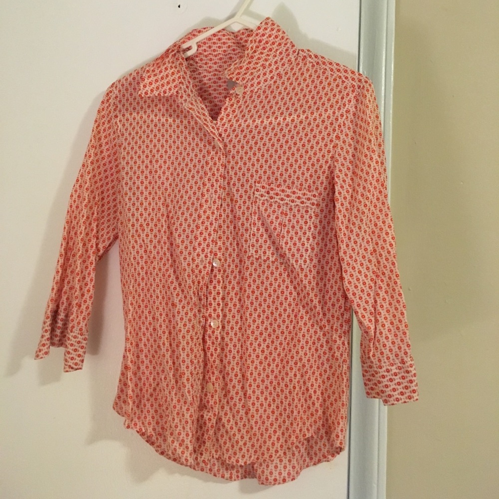 J Crew Small Button Up Shirt Red White