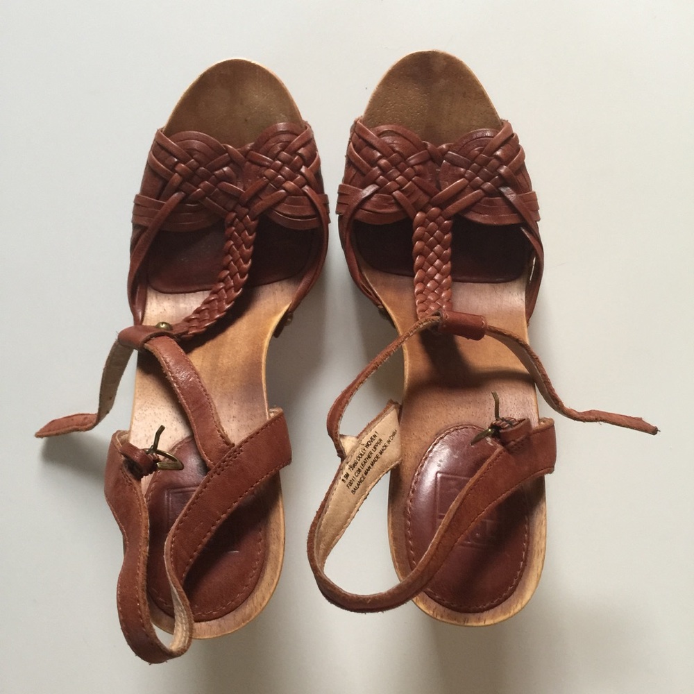 Frye Dolly Woven Sandal with Wooden Sole