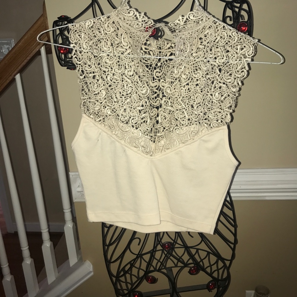 Cream lace crop top