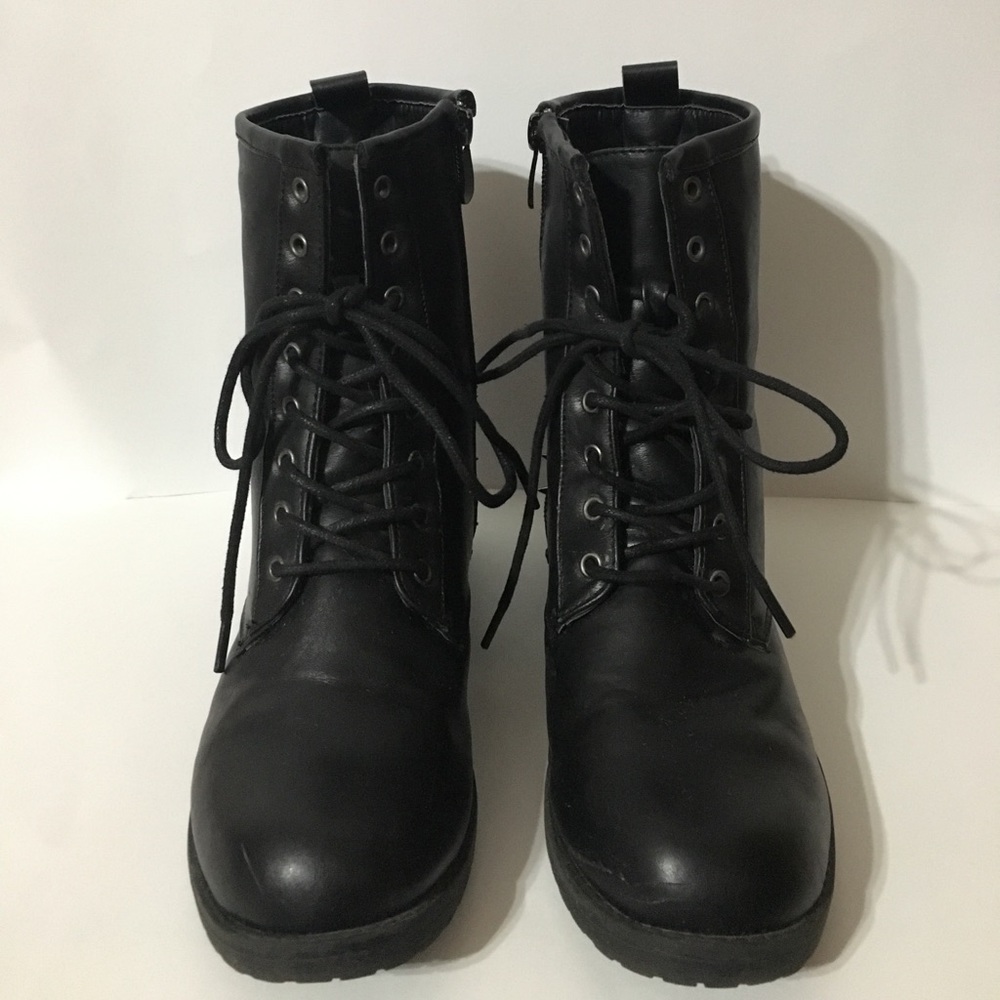 Black studded combat boots