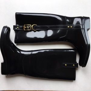 Coach Tasha shiny black rainboots