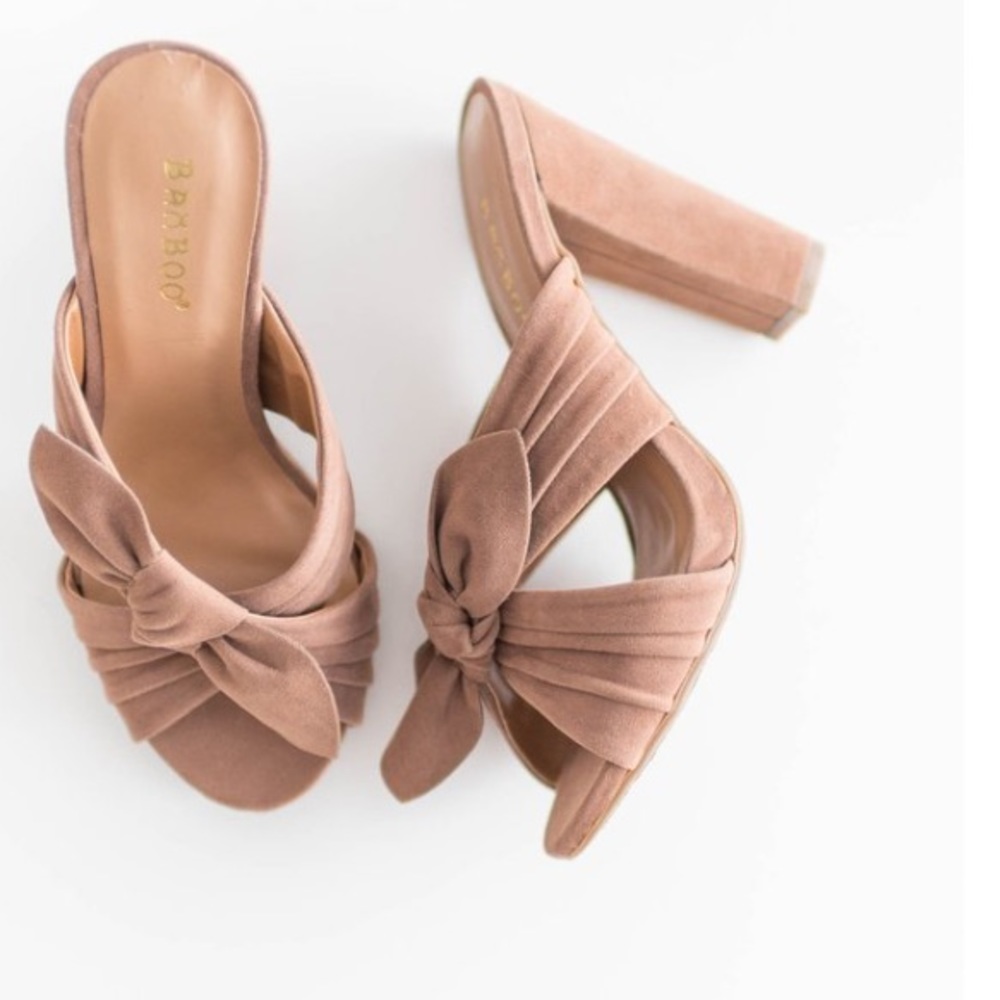 Suede bow tie mules
