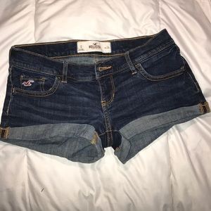 Dark wash denim shorts