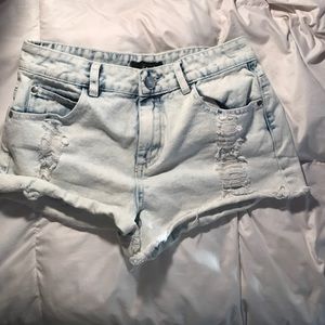 Light wash denim shorts