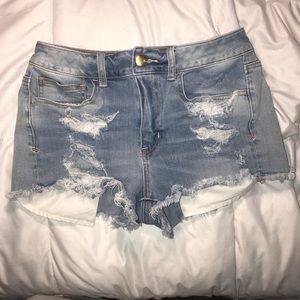Light wash denim shorts