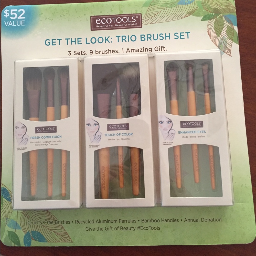 Ecotools Trio Brush Set Bamboo Brand New