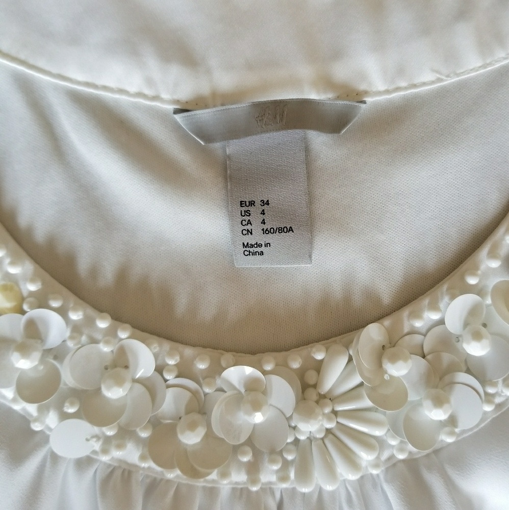 H&M White Embellished Top