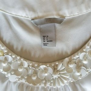 H&M White Embellished Top
