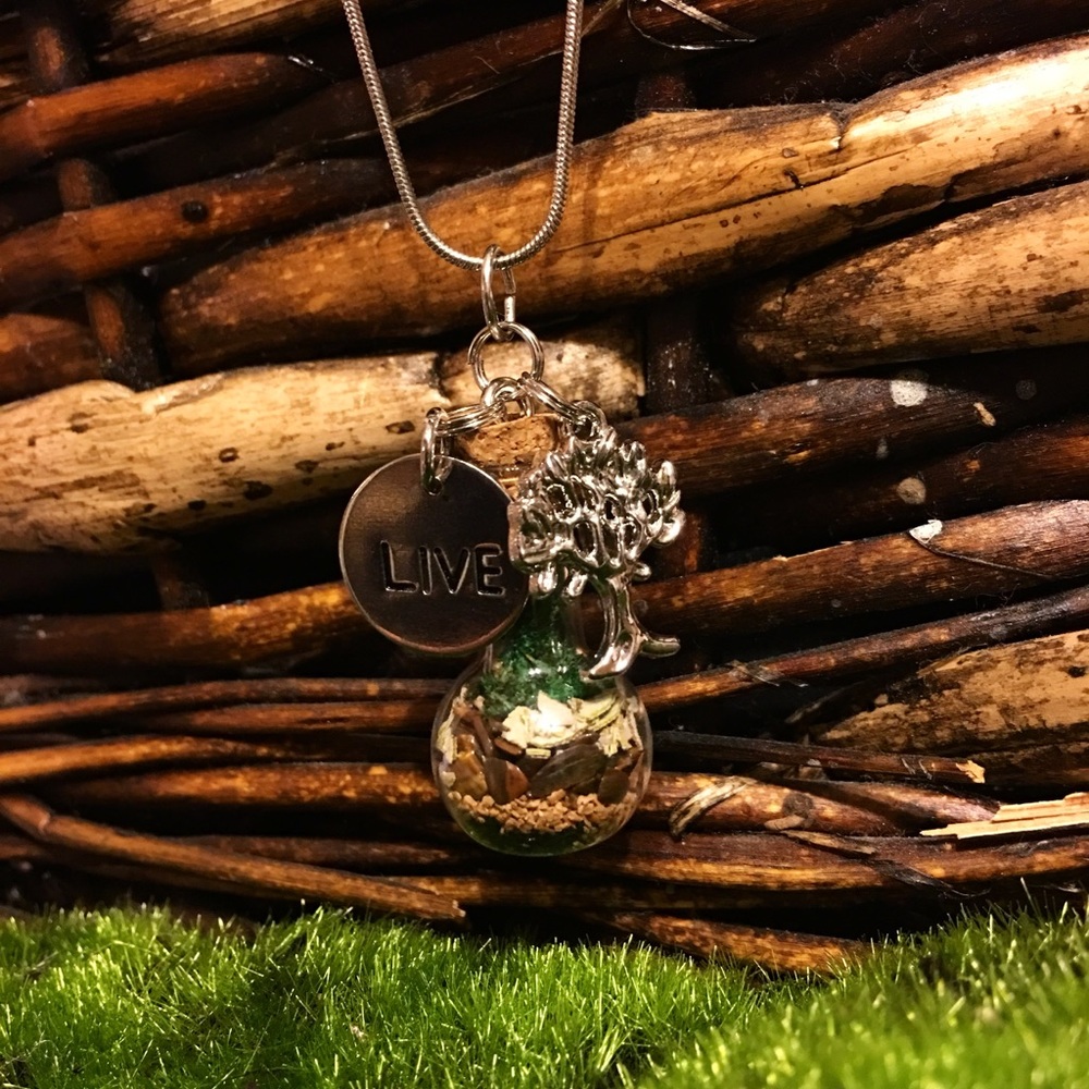 "The Tree of Life" Terrarium Tiny Bottle Necklace