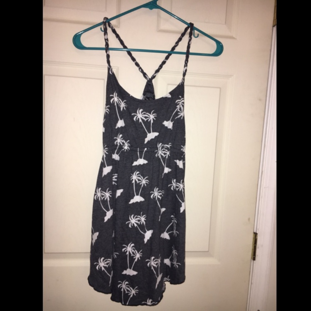 Gray & white palm tree pattern razorback dress