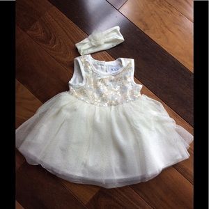 Girls Sleeveless Sequin Sparkle Dress Set - 6-9M