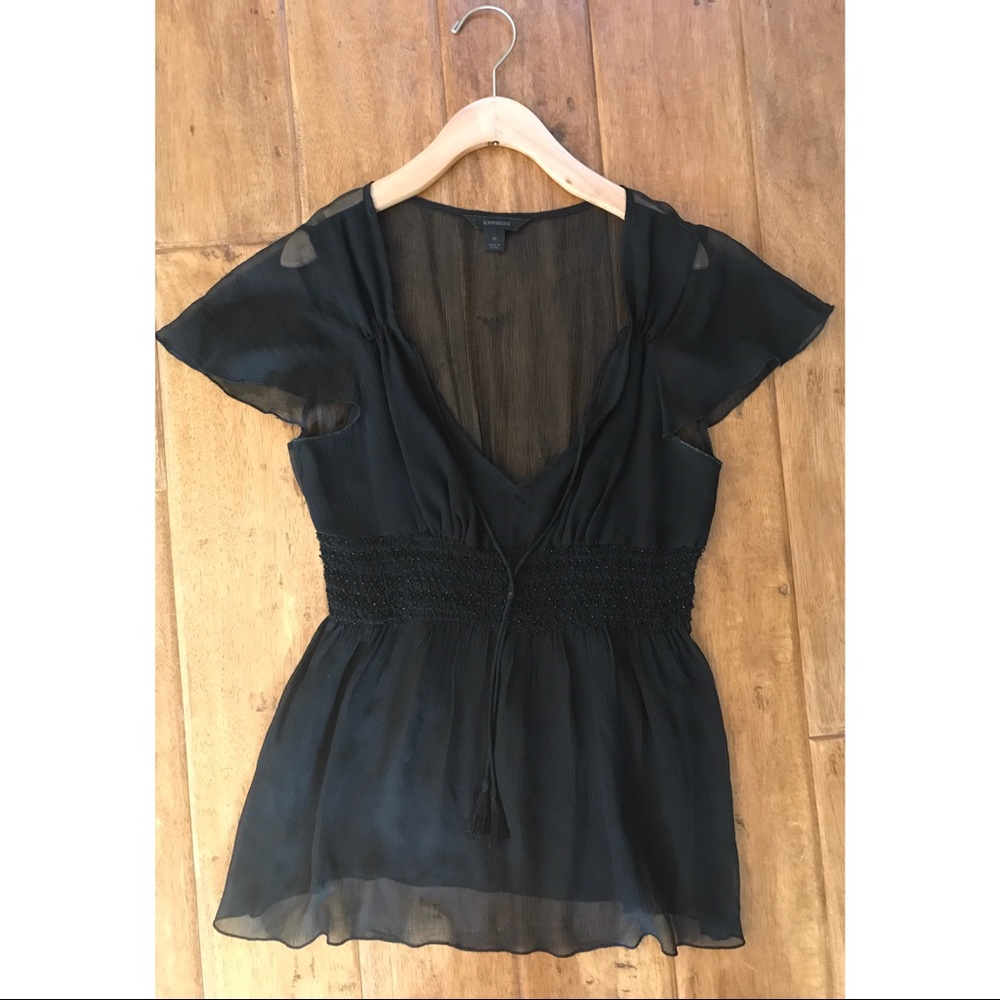 Chiffon flutter sleeve top