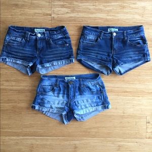 3 Low Rise Denim Shorts