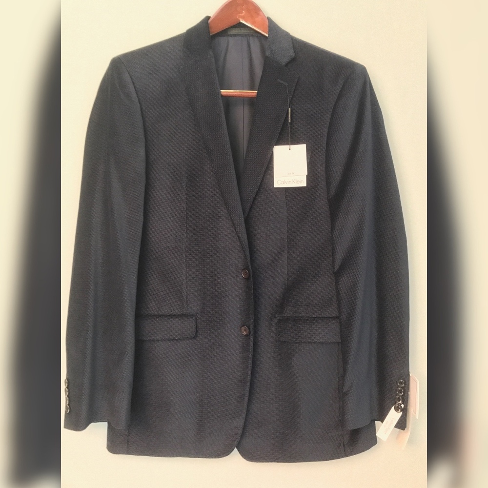 Calvin Klein Men's Slim-Fit Navy Velvet Micro-Grid