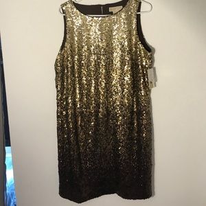 Michael Kors chocolate and gold ombré sequin dress