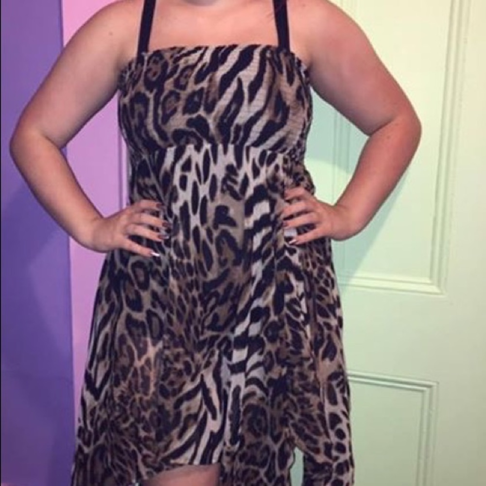 Animal Cheetah Print Strapless Dress Jr Sz Small