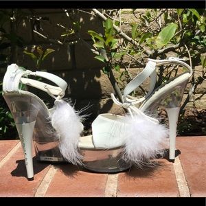 White stiletto high heels