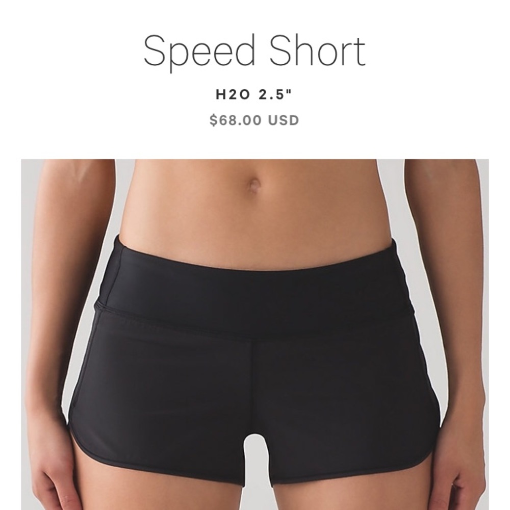 Lululemon black speed short H2O 2.5
