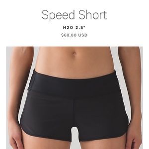 Lululemon black speed short H2O 2.5