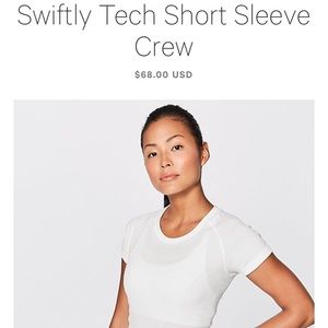 White Lululemon Swifty tech short sleeve size 6!