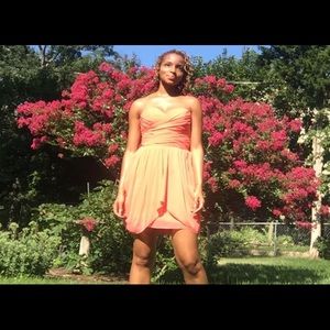 Strapless Chiffon Dress (Peach - Small)