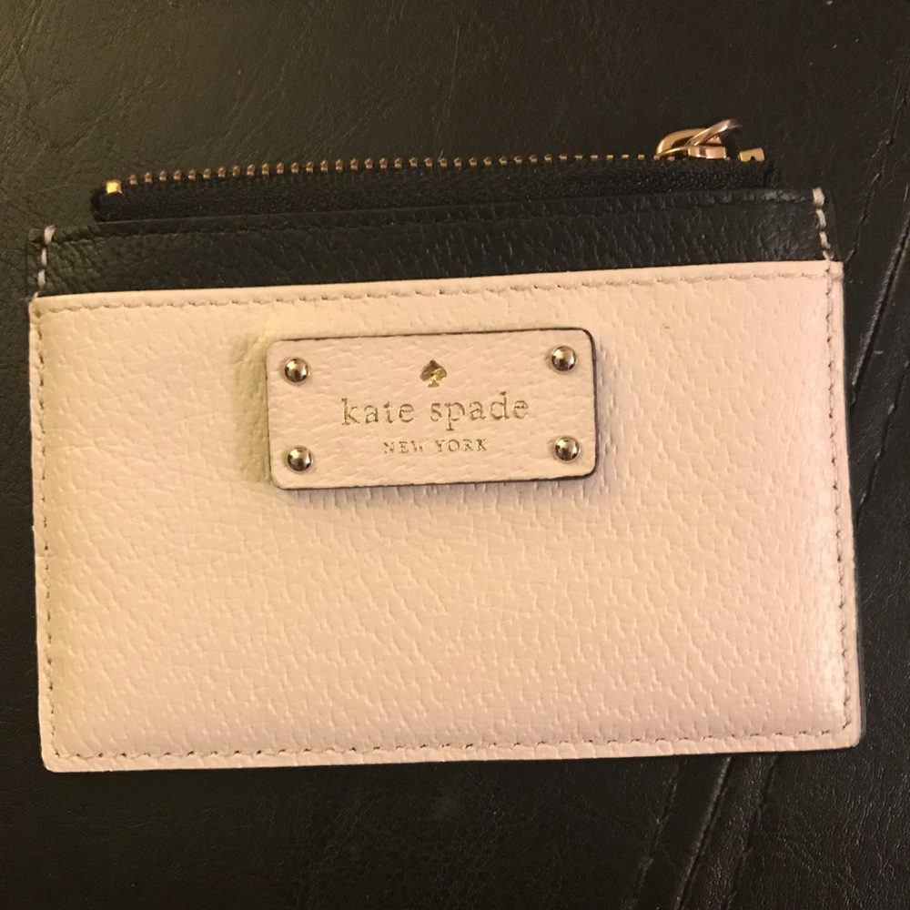 White and black Kate Spade card holder