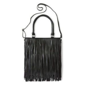 Target black leather fringe bag
