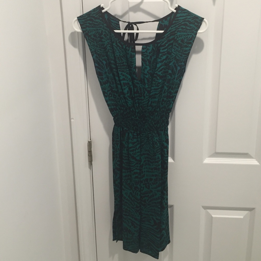 Dark teal and black dress