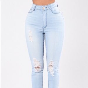 1X Light Wash High Waisted Jeans